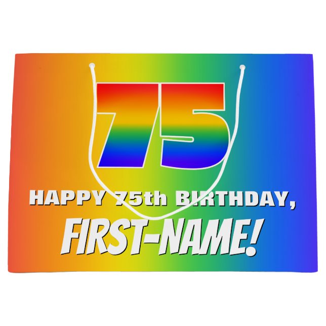 75:e födelsedag: färgfull, Roligt Rainbow Mönster  (Framsidan)