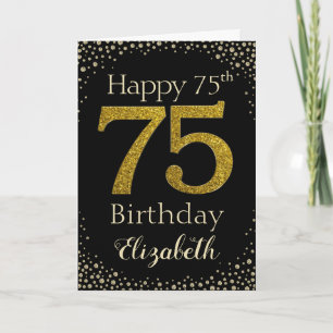 75:e födelsedag Golden Glitter Card Kort