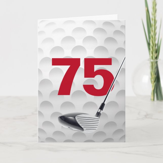75:e-födelsedag Golf Boll Design Kort (Framsida)