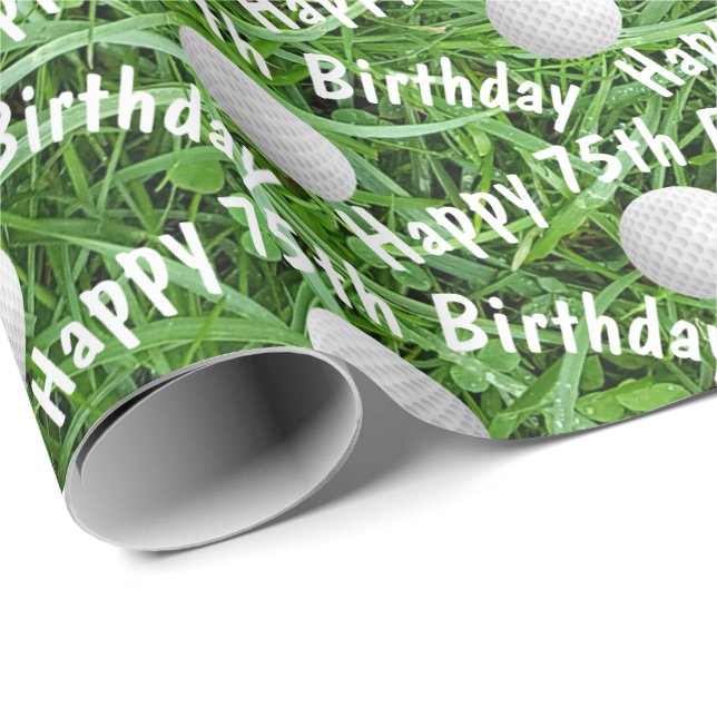 75:e födelsedag Golf Bollar på Pappra för gräddläg Presentpapper (Rullad Hörn)