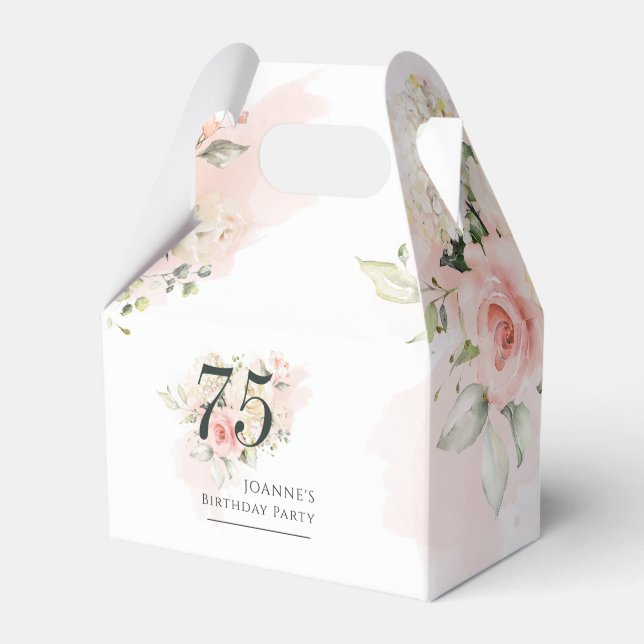75:e födelsedag i Blommigtens Rosa Blommigt i  Presentaskar (Framsidan Sidan)