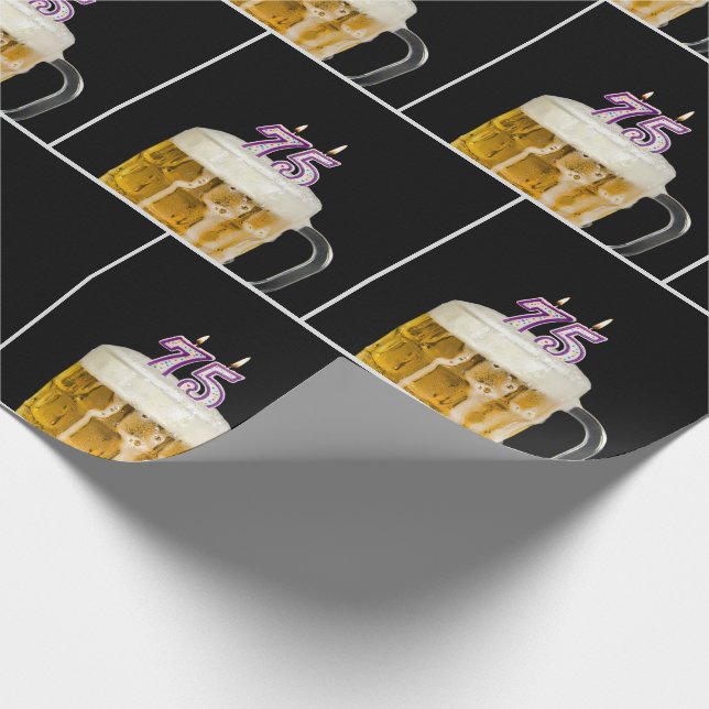75:e födelsedag i Mugg med ljus Presentpapper (Hörn)