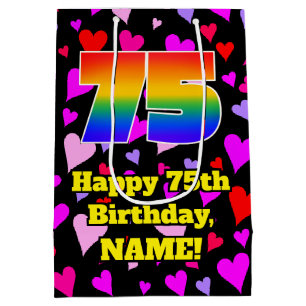 75:e födelsedag: Loving Hearts Mönster, regnbåge n