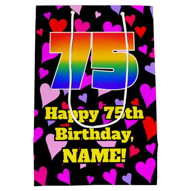 75:e födelsedag: Loving Hearts Mönster, regnbåge n (Baksidan)