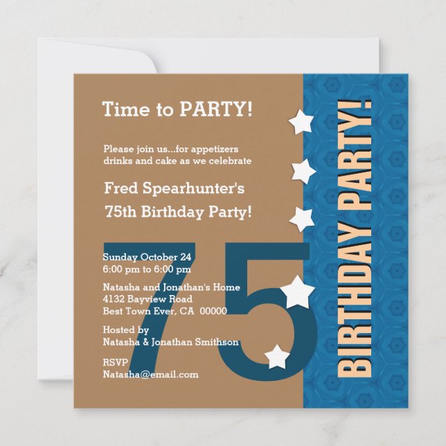 75:e födelsedag Lustigt INTE ÖVER Backe Z75C Inbjudningar (Framsida)