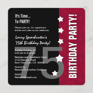 75:e födelsedag Lustigt INTE ÖVER Backe Z75D Inbjudningar