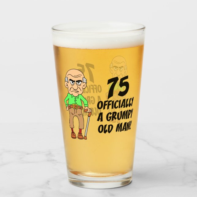 75:e födelsedag officiellt Grumpy Old Man Glass Glaskopp (Framsida fylld)