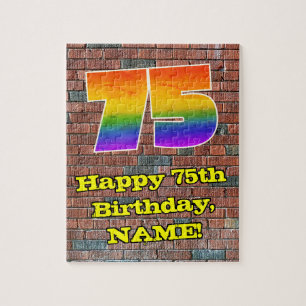 75:e födelsedag: Roligt Graffiti-Inspired Rainbow Pussel