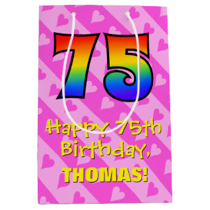 75:e födelsedag: Roligt Rosa Hearts Rand; Regnbåge