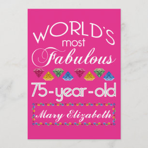 75:e födelsedag Rosa av de mest uppsåtliga färgbil Inbjudningar