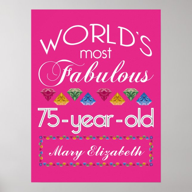 75:e födelsedag Rosa för de mest fruktbara färgbil Poster (Framsidan)