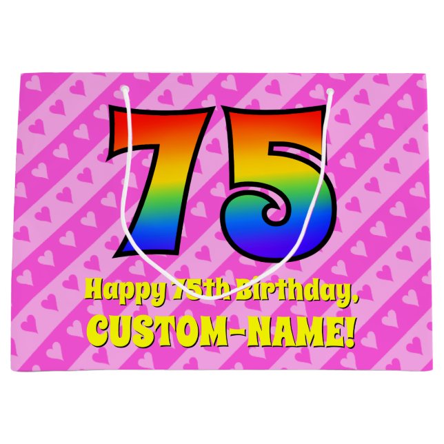 75:e födelsedag: Rosa Rand & Hearts, regnbåge nr 7 (Framsidan)