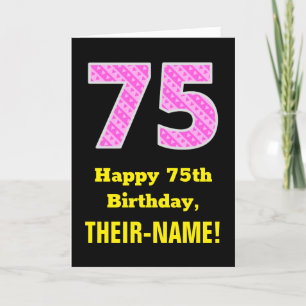 75:e födelsedag: Rosa Rand och örter "75" + Namn Kort