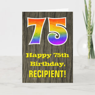 75:e födelsedag: Rustic Faux Wood look, Rainbow ’7 Kort