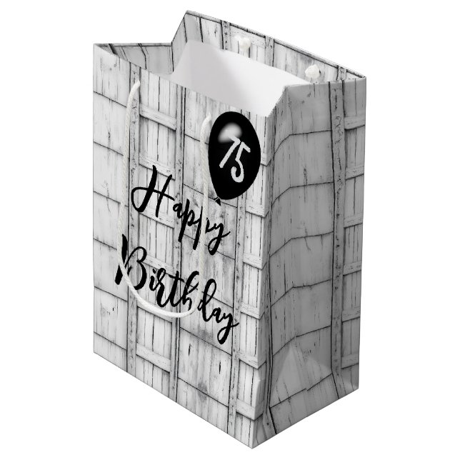 75:e födelsedag Symmetrical Rustic Wood Mönster (Framsidan Vinklad)