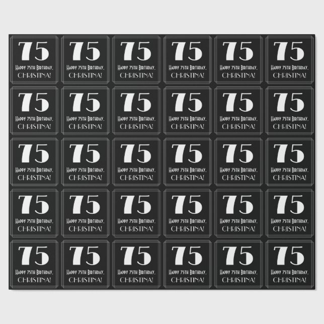 75:e födelsedagen - Art Deco Inspired Titta "75",  Presentpapper (Seam)