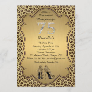 75:e födelsedagen Party, 75:e, Cheetah Högklackars Inbjudningar