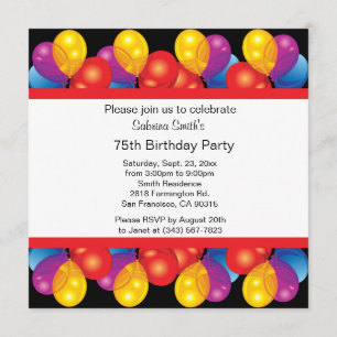 75:e Födelsedagsfest  DIG Text Inbjudningar