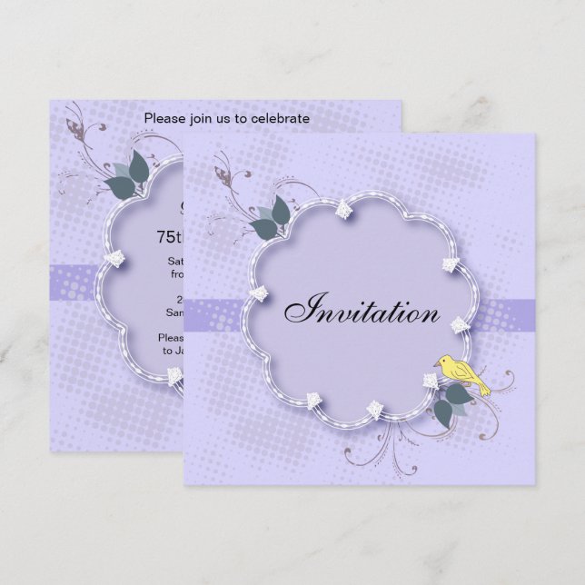 75:e Födelsedagsfest| DIG Text Inbjudningar (Fram/baksida)