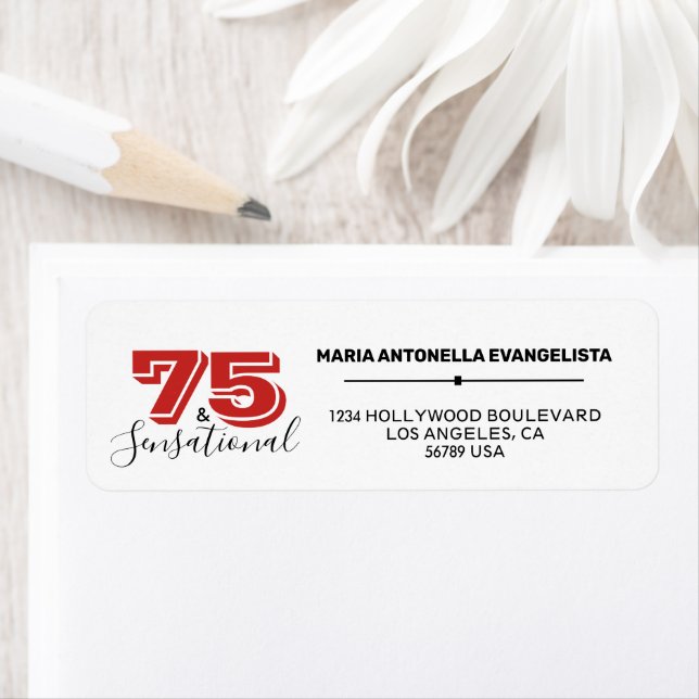 75:e Födelsedagsfest-händelse 75 och SENSATIONELL  Returadress Etikett (Insitu)
