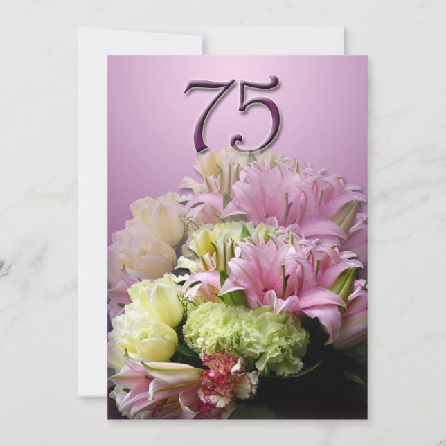 75:e Födelsedagsfest inbjudan - Bouquet (Framsida)