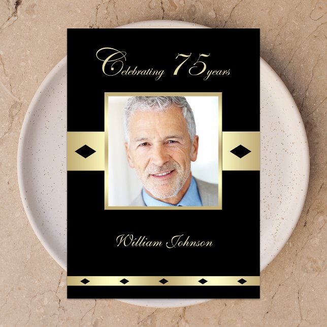 75:e Födelsedagsfest inbjudan Fotofotofoto 75:e (Skapare uppladdad)