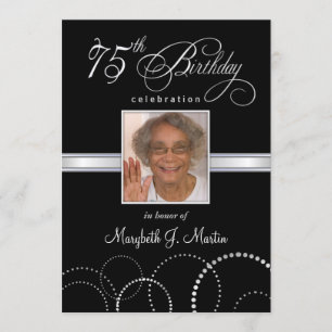 75:e Födelsedagsfest inbjudan med foto