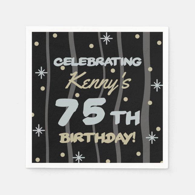 75:e Födelsedagsfest Lägg till ditt namn Pappersservett (Framsidan)