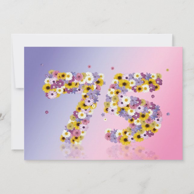 75:e Födelsedagsfest, med blomstrat brev Inbjudningar (Framsida)