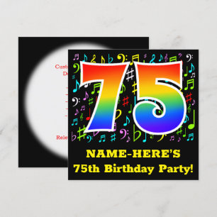75:e Födelsedagsfest: Roligt Music Symbols, Rainbo Inbjudningar