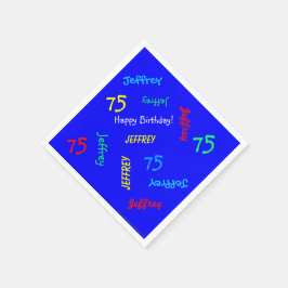 75:e Födelsedagsfest Upprepa Royalet Namn blått Pa Pappersservett