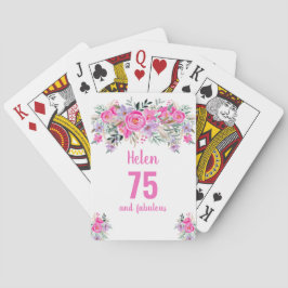 75:e födelsedagskalkkort för rosa-blommigt casinokort
