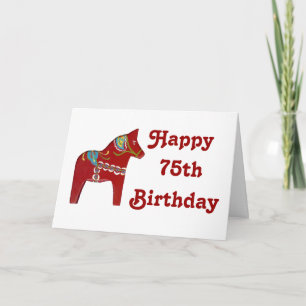 75:e födelsedagskort med Dala Horse Kort