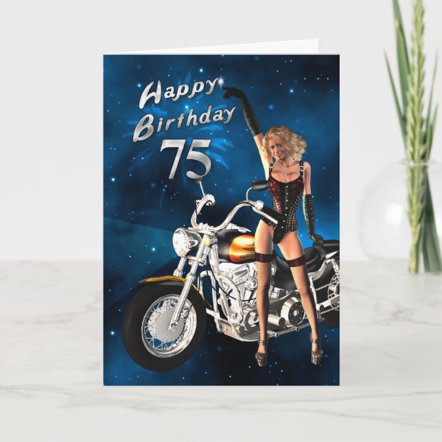 75:e-födelsedagskort med motorcykel kort (Framsida)