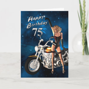 75:e-födelsedagskort med motorcykel kort