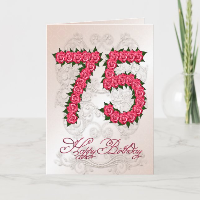 75:e födelsedagskort med ro och löv kort (Framsida)