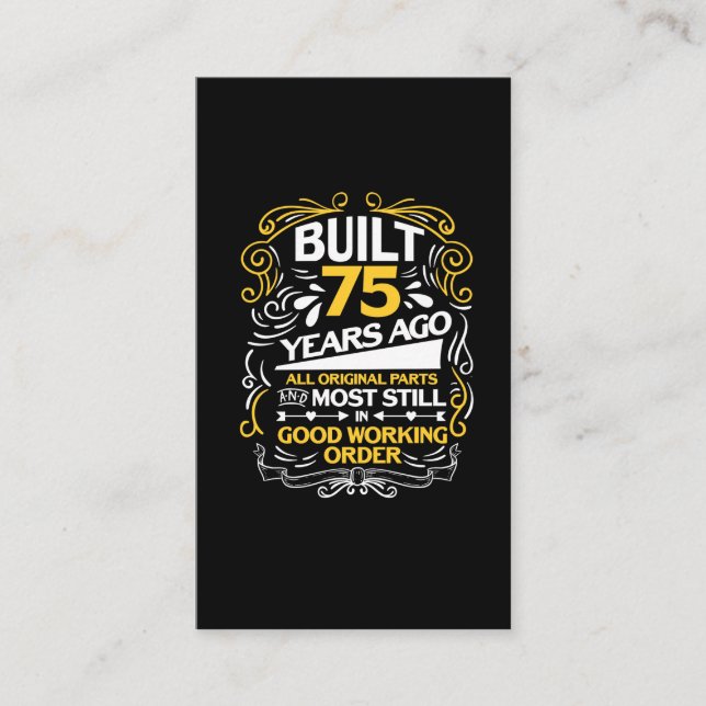 75:e födelsedagspresent för 75 år visitkort (Framsida)