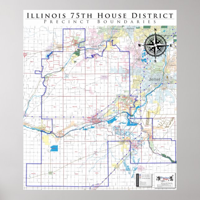 75:e Illinois House District - Detailed Line Karta Poster (Framsidan)