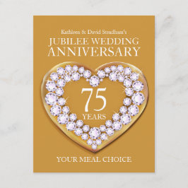 75:e Jubilee Bröllop - val av måltid Tilläggskort