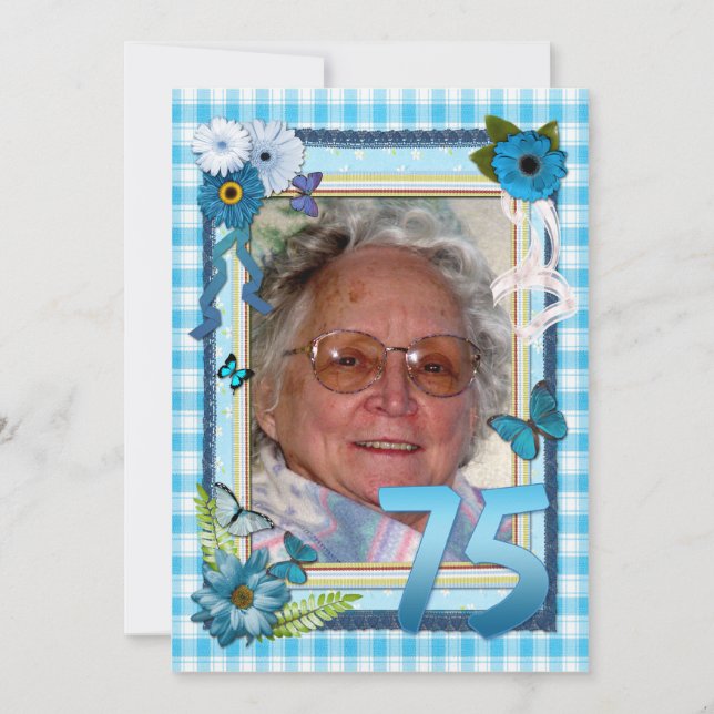 75:e Photo födelsedagsfest inbjudan (Framsida)