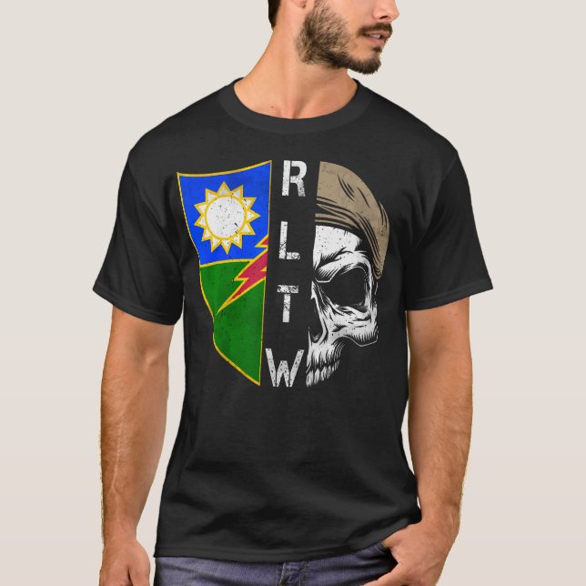 75:e Skogsvaktare Regiage Skull Unit Vapensköld RL T Shirt (Framsida)