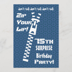 75:e SURPRISE Birdday Blue Stars Zip ditt läppar Inbjudningar
