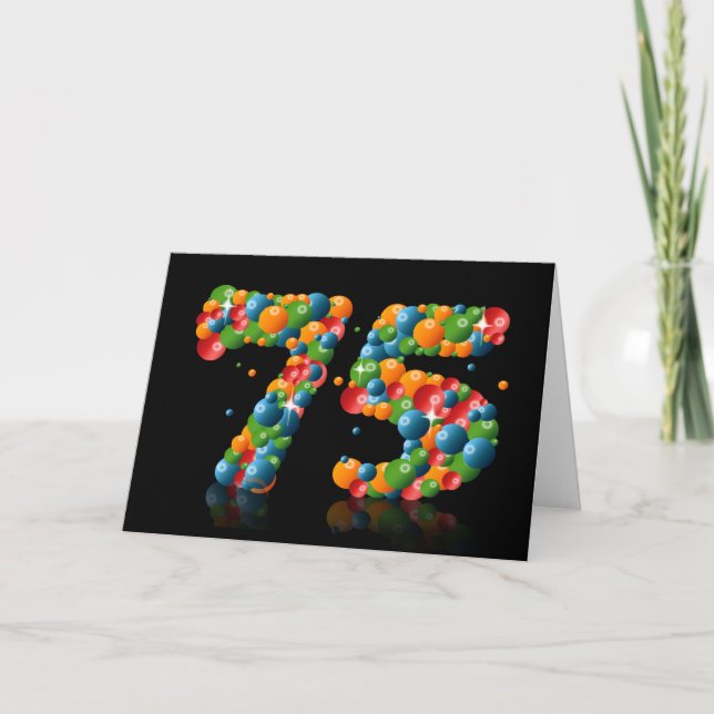 75:efödelsedagen med numrerar bildat från bollar kort (Framsida)