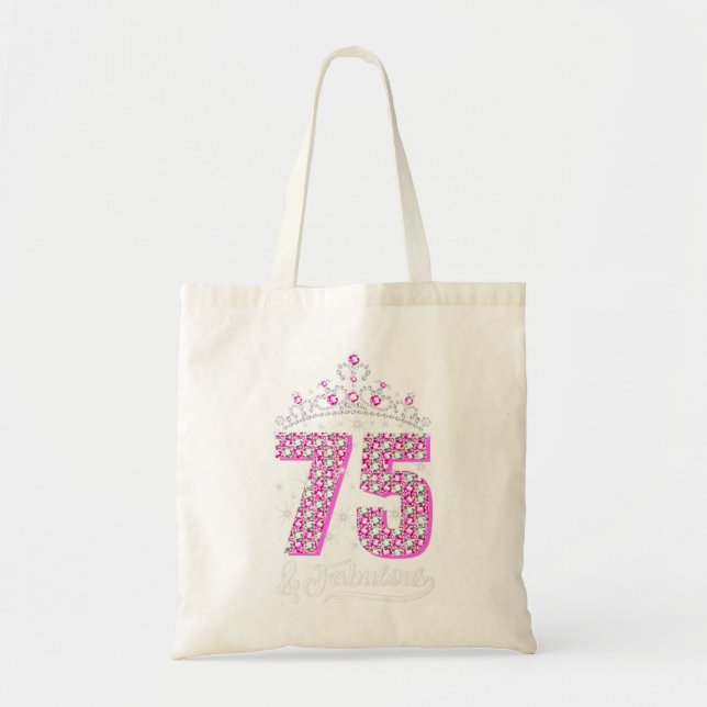 75 och Fabulous 75:e Birthday Diamond Krona Gift W Tygkasse (Framsidan)