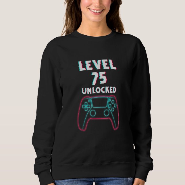 75 Olåst spelvideospel på nivå 75 på födelsedagen T Shirt (Framsida)