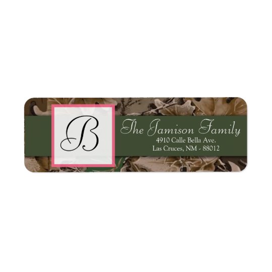 .75" x2.25" returadress rosa bryna Camo Returadress Etikett