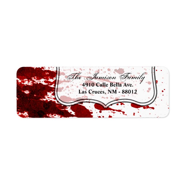 .75"x2.25" Returadressetikett Blood Splatter Vam Returadress Etikett (Framsidan)