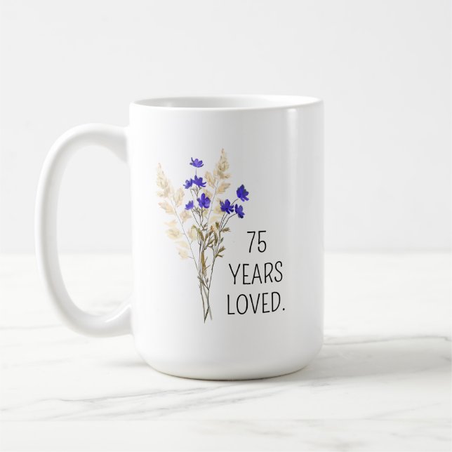 75th Birthday Gift for Women, 75th Birthday Mug, 1 Kaffemugg (Vänster)