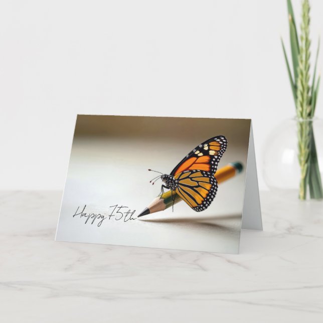 75th Birthday Monarch Butterfly On a Pencil Kort (Framsida)