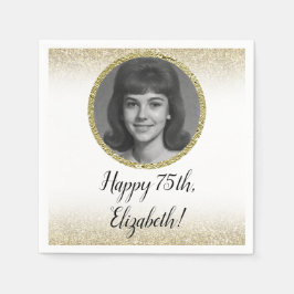 75th Custom Photo White and Gold  Pappersservett